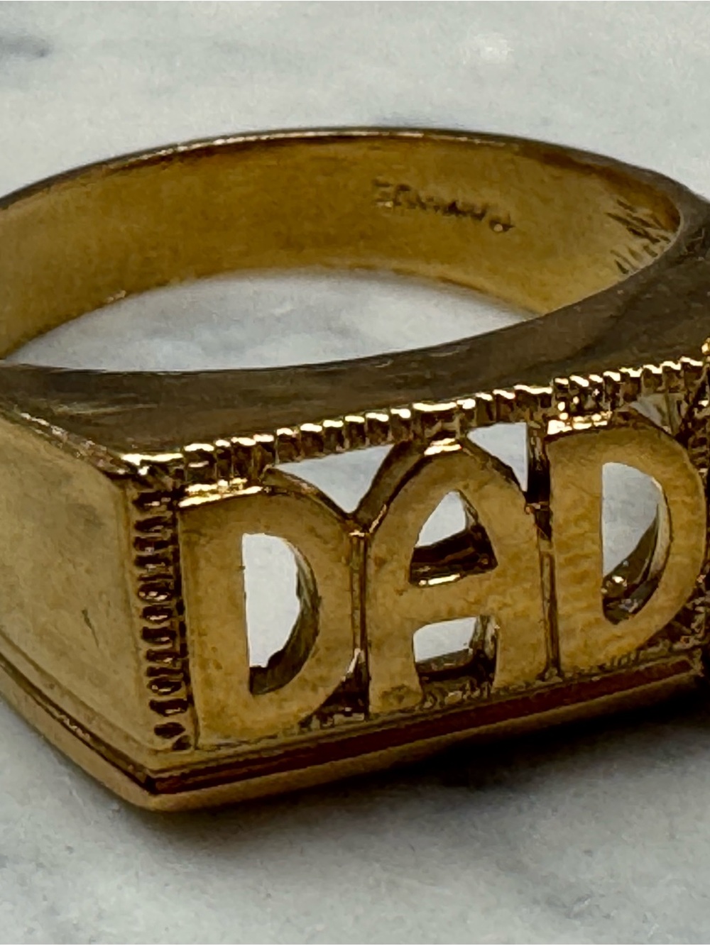 Vintage DAD Statement Ring Colorful Stone Accent Brass Sample Ring Size 9.5 - Picture 6 of 16